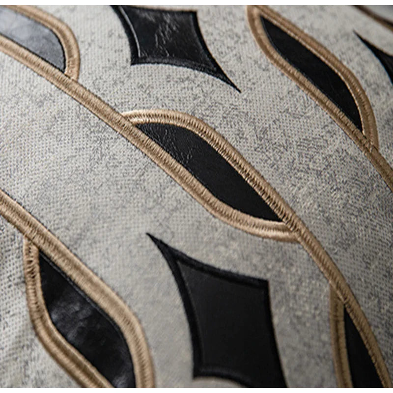 Afralia™ Leather Patch Embroidery Cushion Cover: Modern Luxury Pillow Case for Sofa