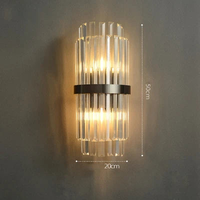 Afralia™ Art Deco LED Stainless Steel Crystal Wall Sconce, Bedroom Corridor Golden Black Wall Light