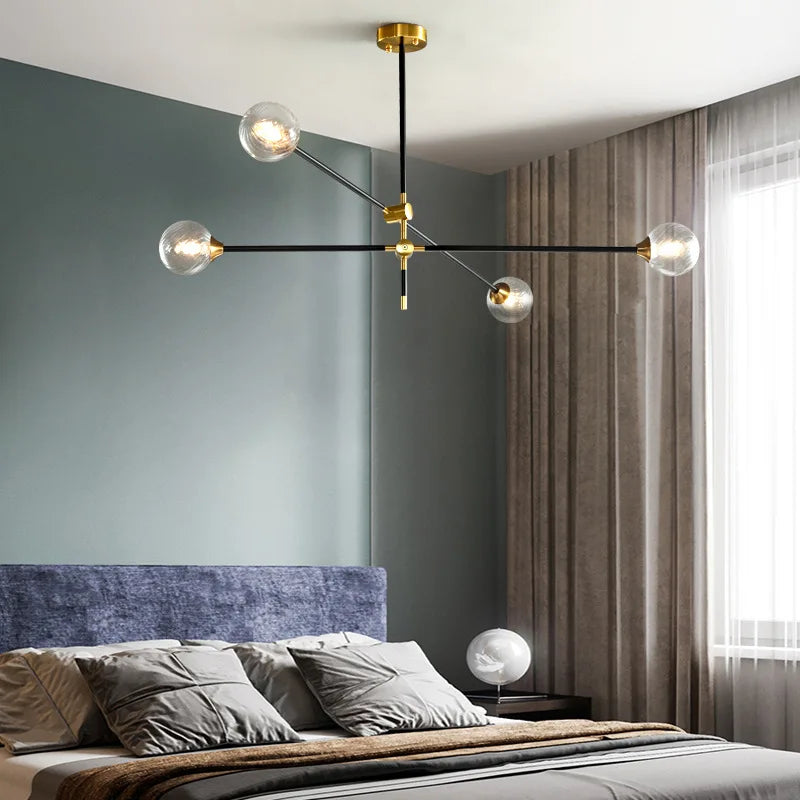 Afralia™ Geometric Glass Ball Chandelier: Post-modern LED Pendant Lights for Stylish Decor