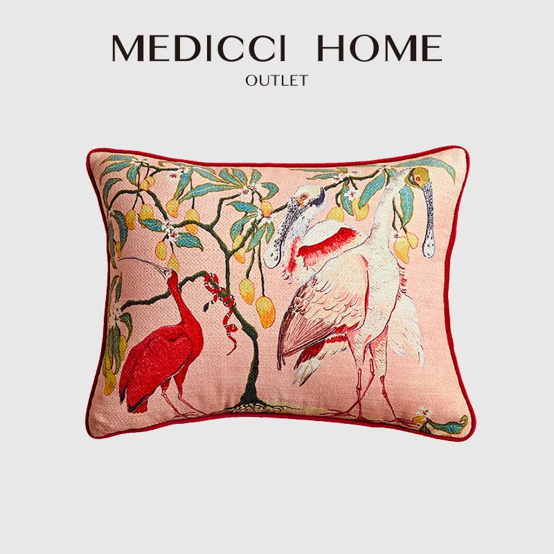 Afralia™ Mystical Toucan Lumbar Pillow Cover Pink Background 35x45cm Luxe Decor