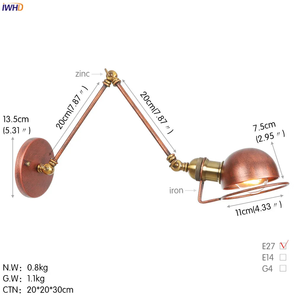 Afralia™ Antique Black Wall Lamp Vintage Industrial Sconce LED Applique Murale