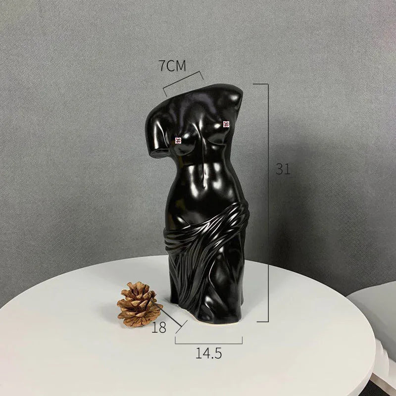 Afralia™ Human Body Figurine Bust Vase for Home Décor and Art Decoration