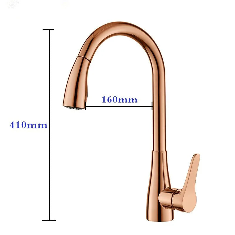 Afralia™ Rose Gold Kitchen Faucet with Pull Out Sprayer
