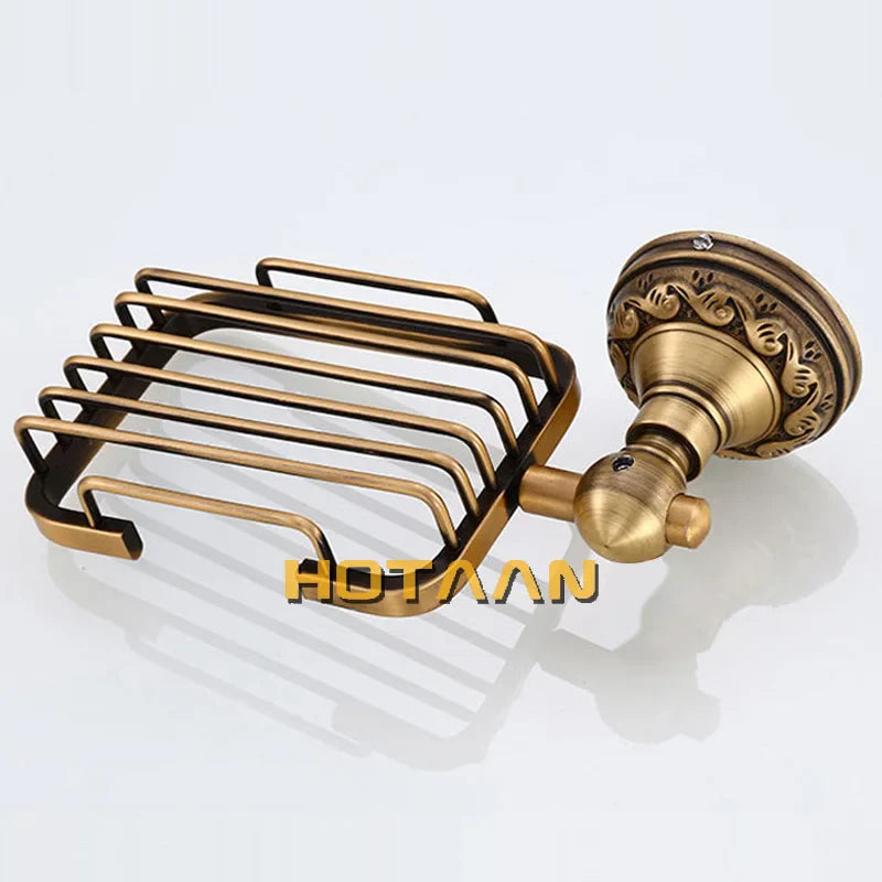 Afralia™ Antique Brass Bathroom Soap Basket Wall Mount Soap Dish Holder.