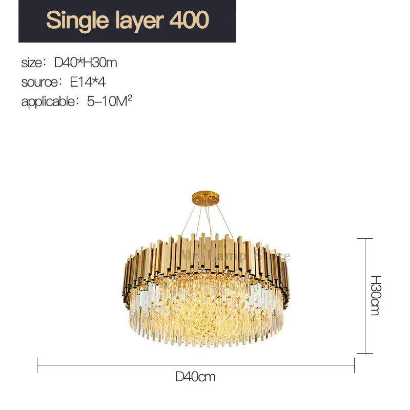 Afralia™ Stainless Steel Crystal Chandelier for Duplex Building & Club Dining