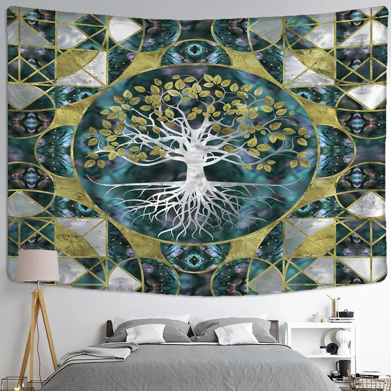 Afralia™ Viking Tree of Life Tapestry Wall Hanging Bohemian Hippie Home Decor