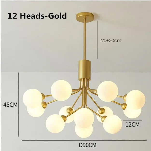 Afralia™ Gold Glass Ball Chandelier: Luxury LED Lighting for Dining Room, Kitchen, Cafe