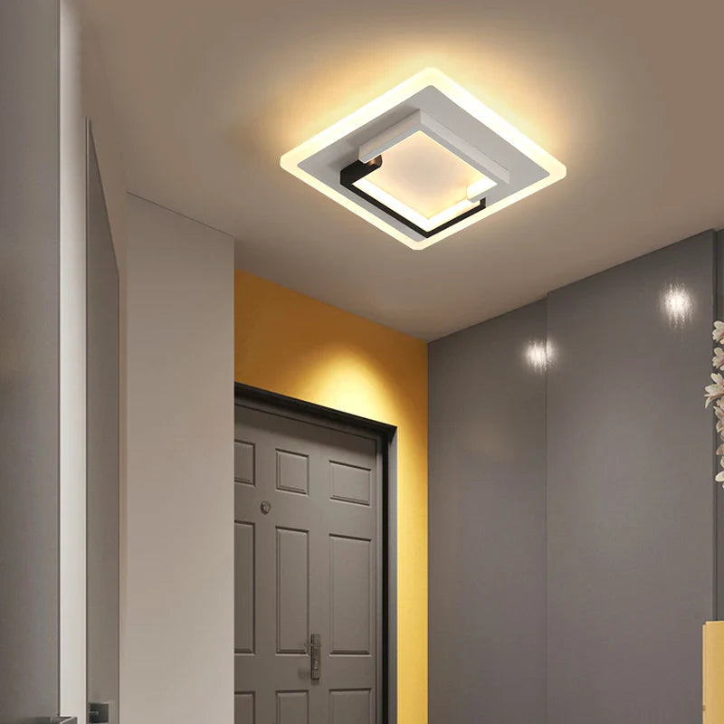 Afralia™ Modern Black & White LED Ceiling Lamp for Corridor, Hallway, Kitchen - Luster Lighting