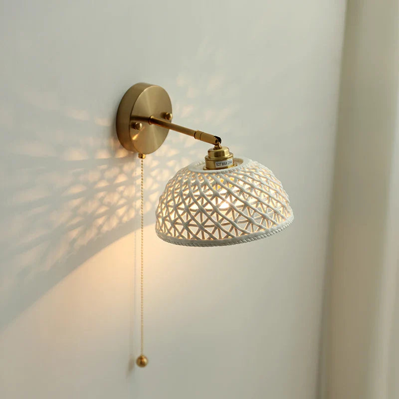 Afralia™ Copper LED Wall Light with Pull Chain Switch for Bathroom Mirror and Stair Lights