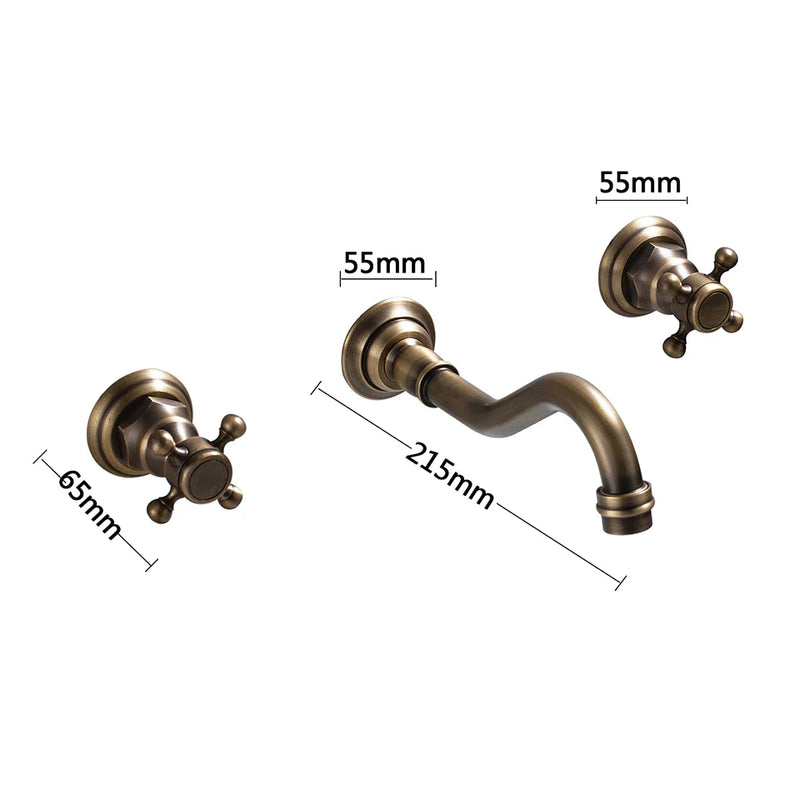 Afralia™ Black Basin Faucet: Wall Mounted Hot/Cold Water Mixer for Bathroom Sink