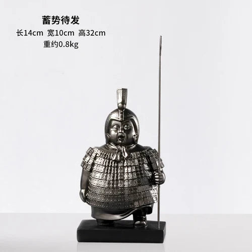 Afralia™ Retro Terracotta Fat Soldier Sculpture Abstract Figure Statue for Home Decor