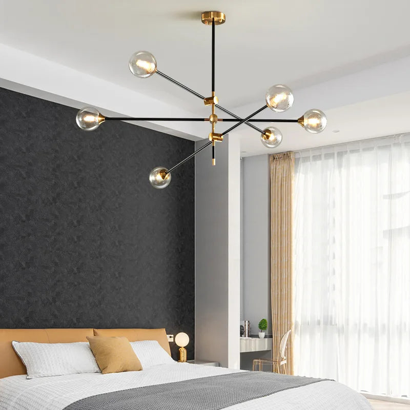 Afralia™ Geometric Glass Ball Chandelier: Post-modern LED Pendant Lights for Stylish Decor