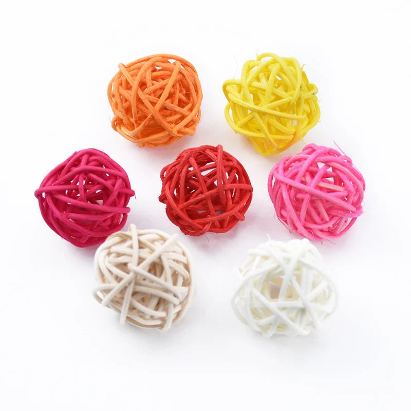 Afralia™ Straw Ball Stars Love Wedding Home Christmas Decoration Rattan DIY Kids Toys