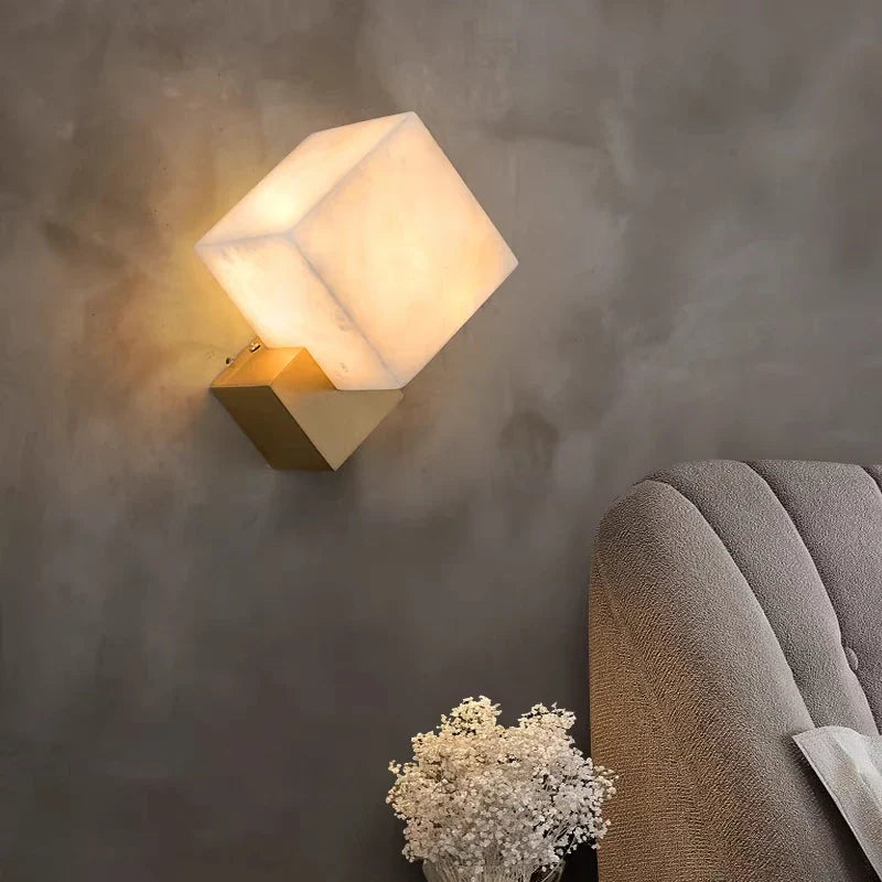 Afralia™ Jade Wall Lamps: Modern LED Square Marble Lighting Fixtures for Home Decor