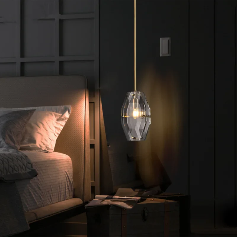 Afralia™ Crystal Glass Pendant Lamp Luxe Chandelier for Bedroom Restaurant Kitchen Home