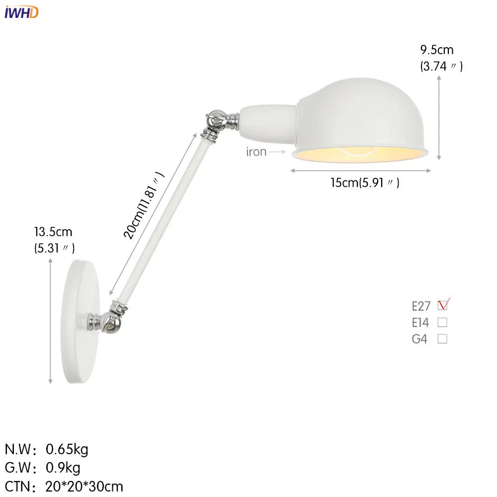 Afralia™ Long Arm Black Wall Light Retro Industrial Vintage LED Wall Lamp