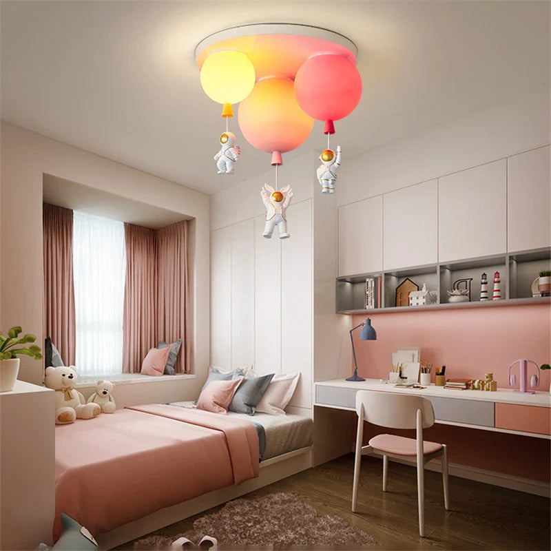 Afralia™ Astronaut Balloon LED Pendant Light for Children's Nursery Room