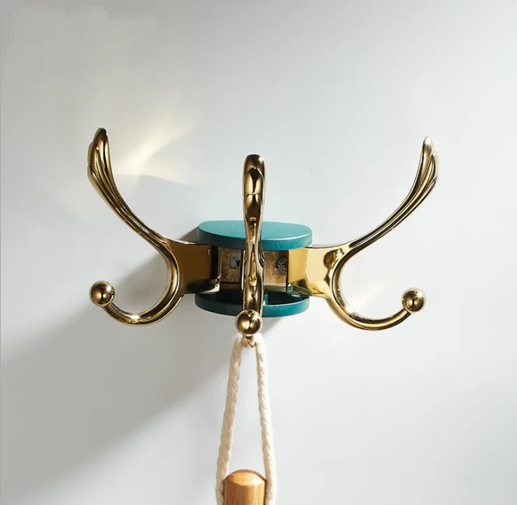 Afralia™ Green Gold Zinc Alloy Coat Hook Wall Hanging Single Hook for Bathroom or Door