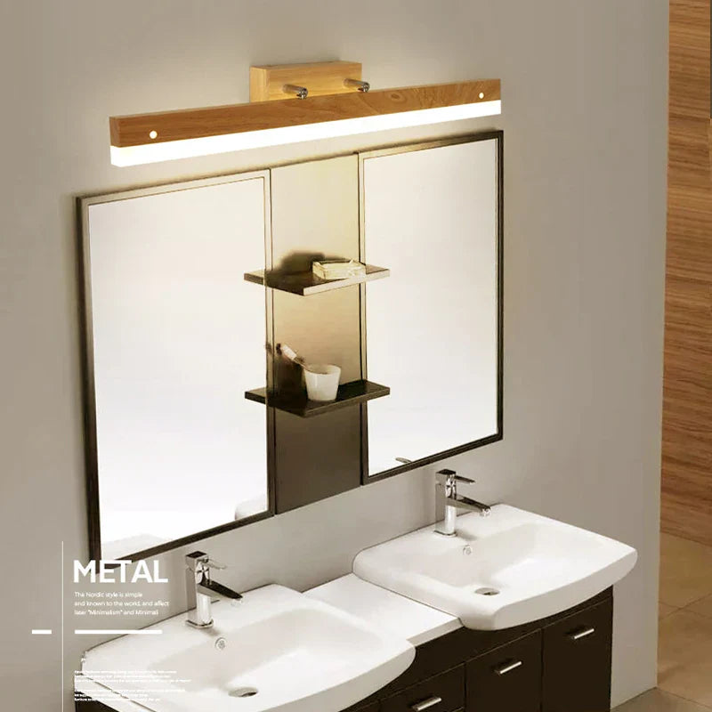 Afralia™ Modern LED Mirror Light 9W 14W Wood Wall Lamps for Nordic Bathroom Makeup