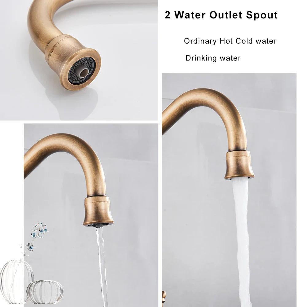 Afralia™ Antique Brass Water Filtration Kitchen Faucet, Lead-Free Drinking Sink Faucet