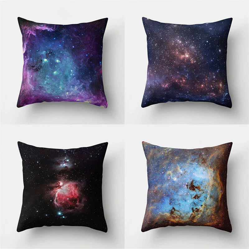 Blue Moon & Star Planet Sky Cushion Cover by Afralia™ - Home Decor Sofa Pillow