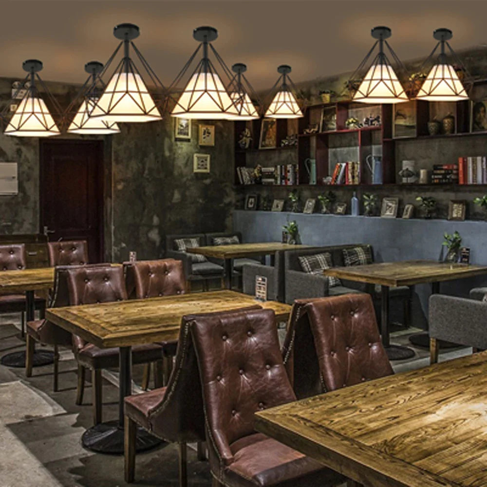 Afralia™ Iron Cage Ceiling Lamp: Modern Nordic LED Light Fixture for Kitchen, Living Room, Bedroom