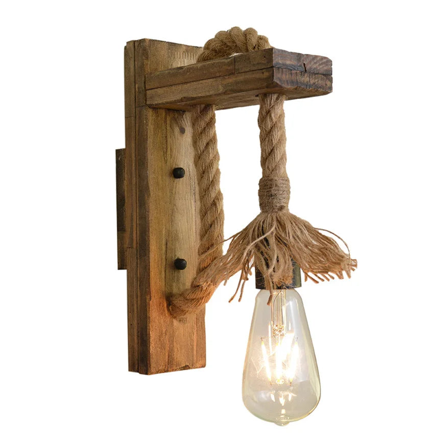 Afralia™ Industrial Vintage Wall Lamp LED Wooden Wall Lights Interior