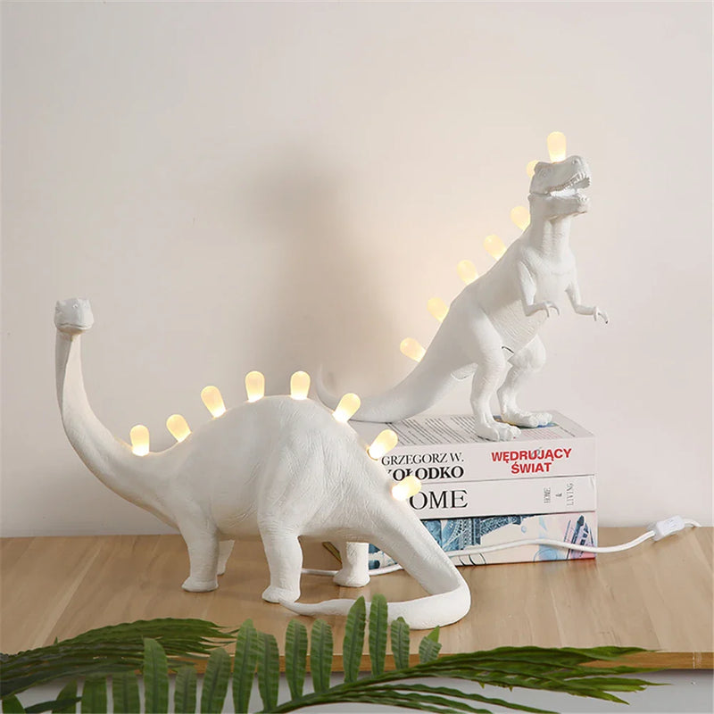 Afralia™ Dino LED Desk Lamps - Jurassic Bedroom Bronto T-Rex Resin Dinosaur Home Decor Lighting