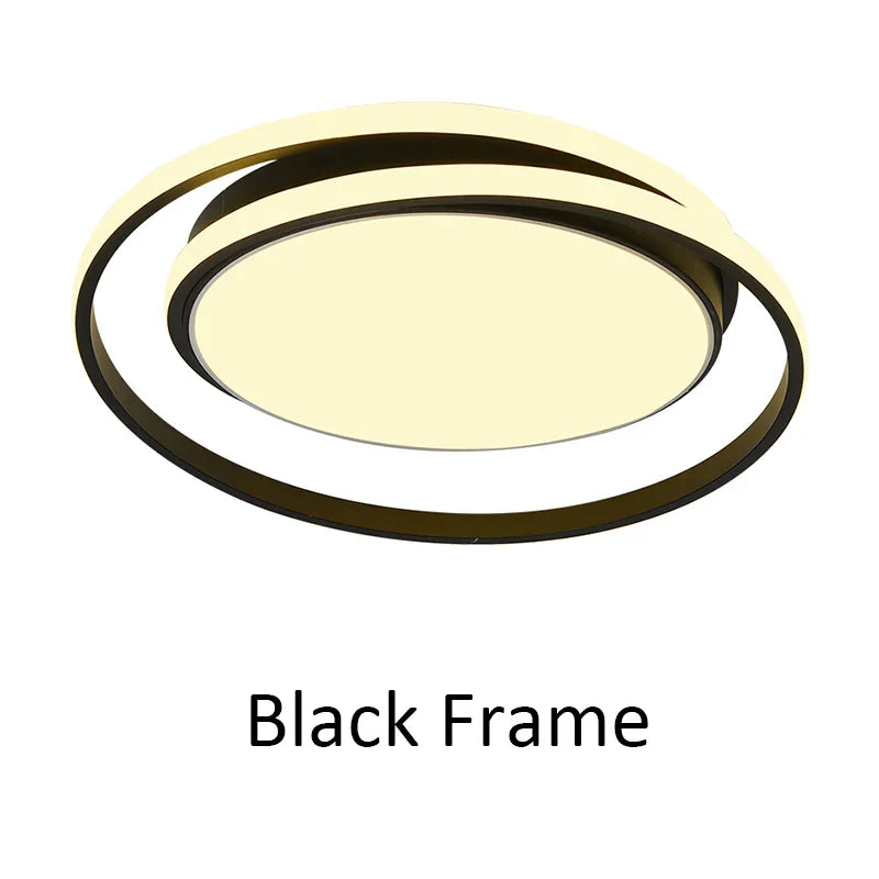 Afralia™ Modern LED Round Chandelier Black Gold Ceiling Lamp for Living Room Bedroom Kitchen