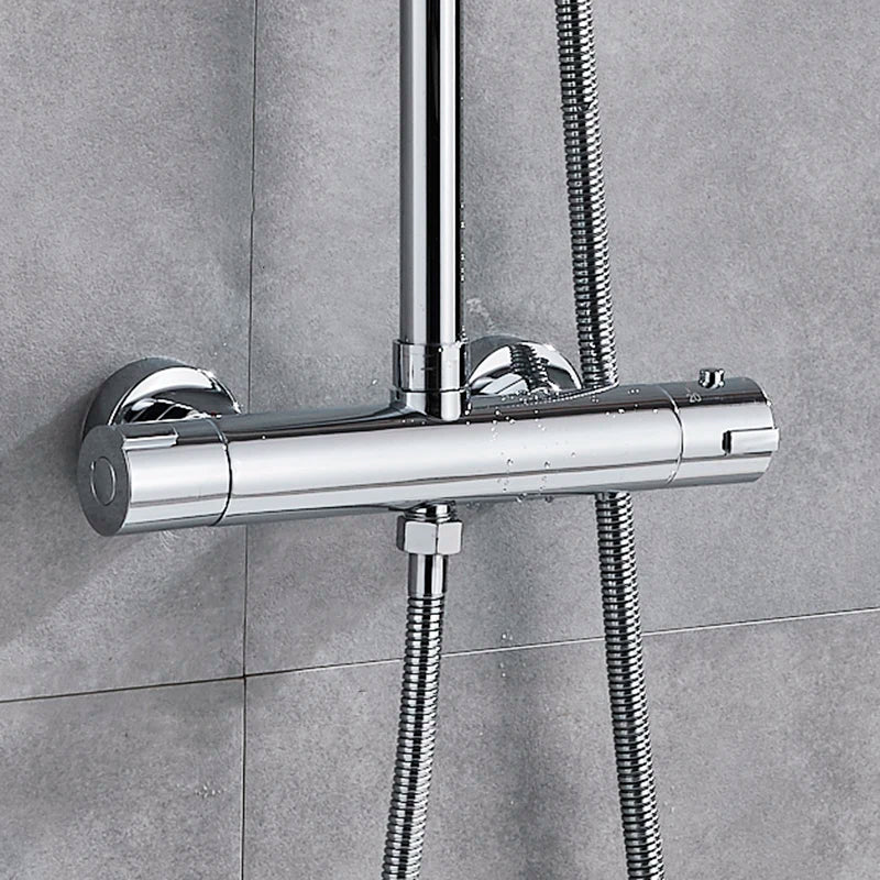 Afralia™ Chrome Thermostatic Shower Faucet Mixer Tap for Bathroom Bathtub