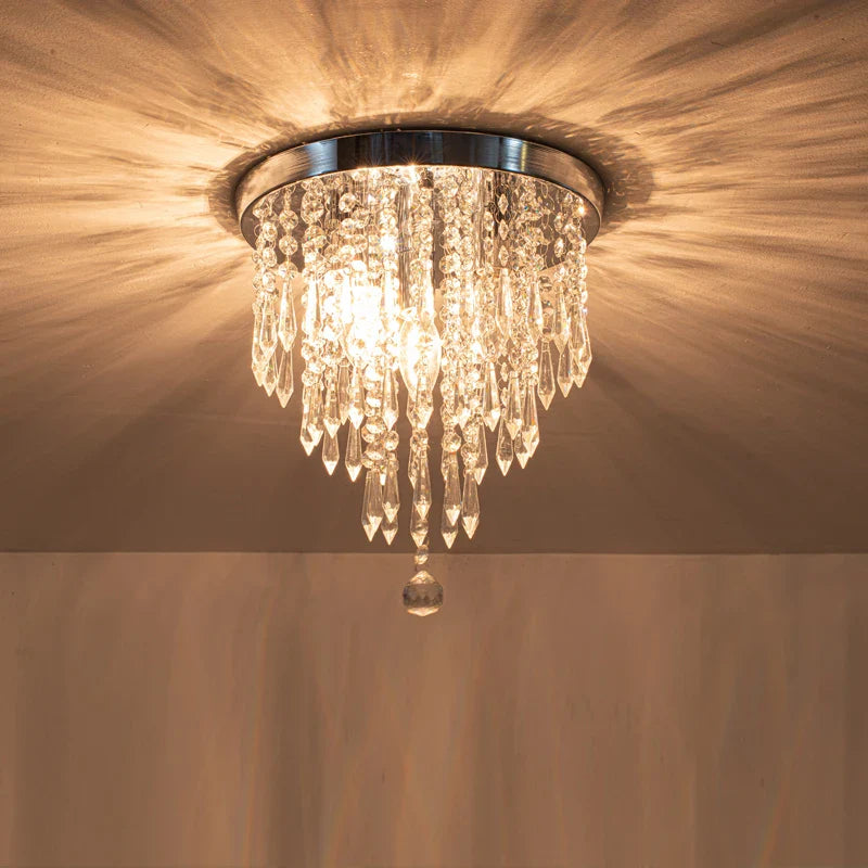 Afralia™ Crystal Ceiling Light: Elegant Hanging Golden Lamp for Home Decor