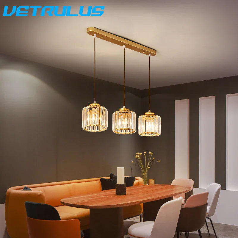 Afralia™ Crystal LED Pendant Chandelier for Dining Living Room Decor