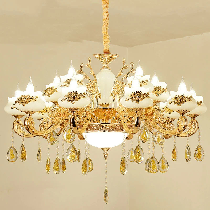 Afralia™ Gold Crystal LED Chandelier: Elegant Lighting for Living Room, Hotel, or Villa Hall