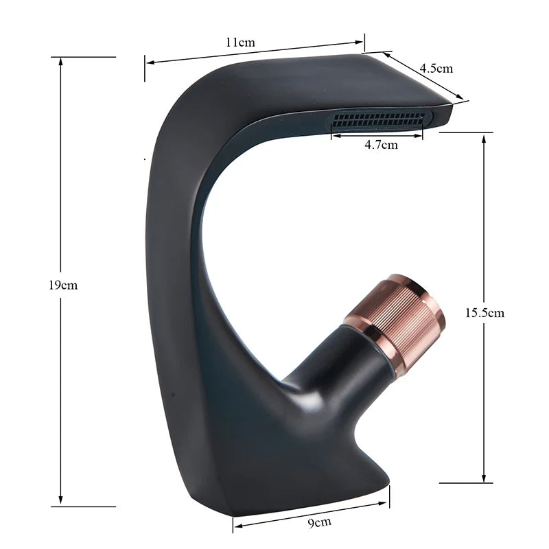 Afralia™ Matte Black Waterfall basin Faucet: Modern Deck Mount Brass Mixer Tap