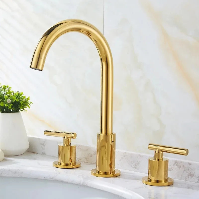 Afralia™ Luxury Gold, Black, and Chrome Basin Faucet - Hot Cold Mixer for Bathroom Sink