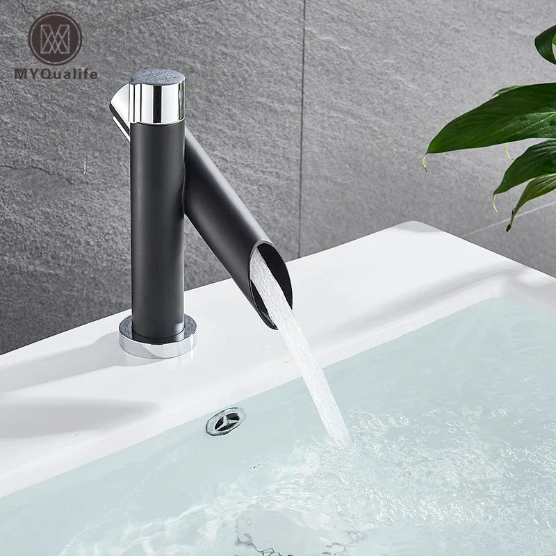 Afralia™ Square Handle Basin Mixer Tap for Bathroom Sink Hot Cold Water Faucet