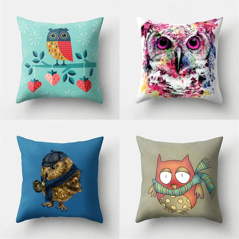 Afralia™ Cute Owl Cushion Pillow Cover for Home Sofa Bedroom Decor