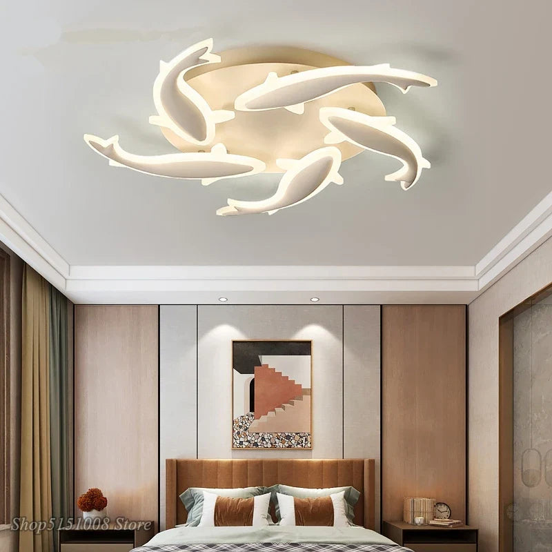 Afralia™ Minimalist Fish LED Ceiling Light for Living Room and Bedroom