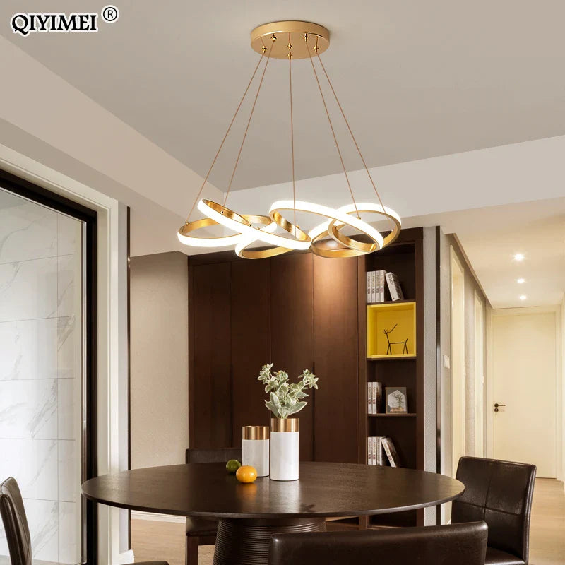 Afralia™ Gold Plated LED Pendant Lights for Dining Kitchen Bedroom Study Room Lighting