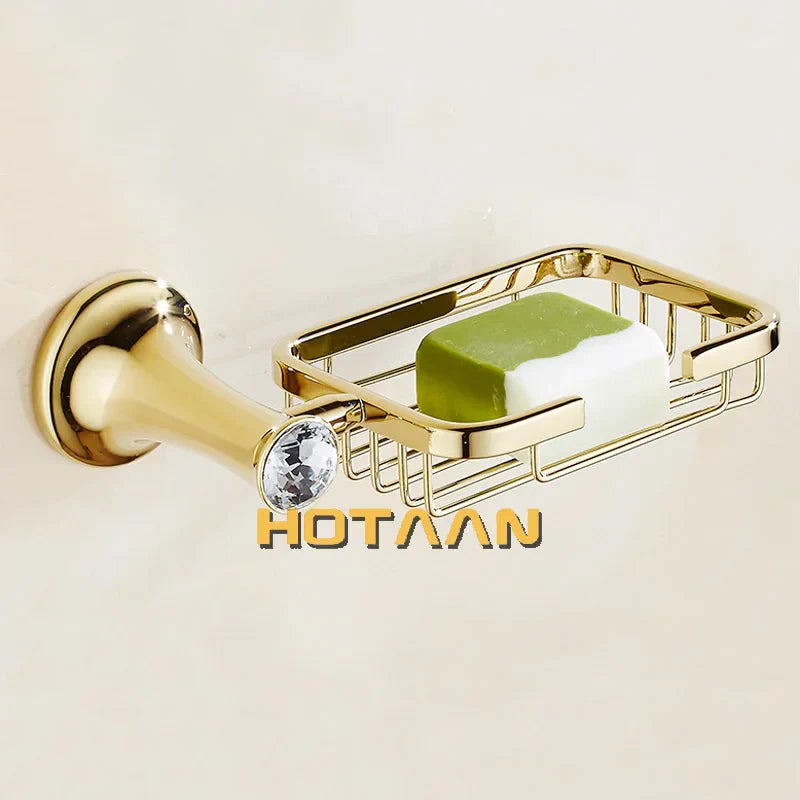 Afralia™ Gold Bathroom Hardware Set: Towel Rack, Toilet Paper Holder, Towel Bar, Hook