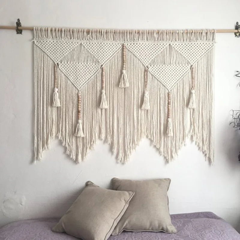 Woven Macrame Wall Hanging Tapestry Handmade Cotton Boho Rom Decor for Afralia™