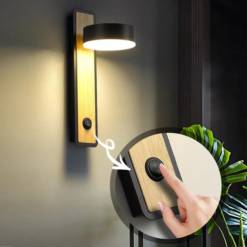 Afralia™ Rotatable LED Wall Lamp with Switch for Study Reading, Bedroom Living Room Lighting