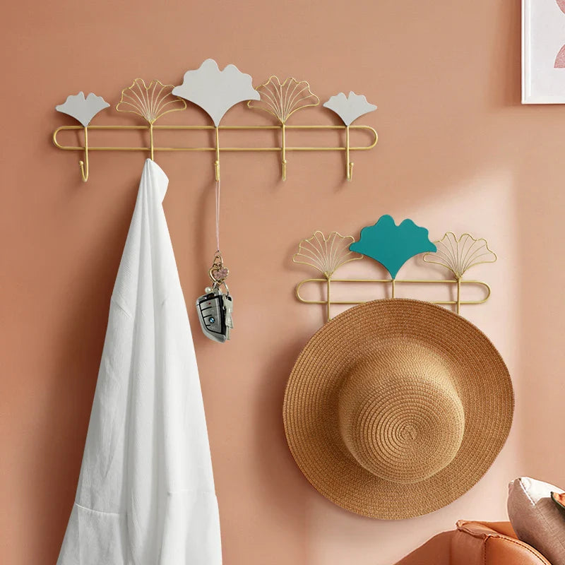 Afralia™ Metal Leaf Wall Coat Hook Hanger - Nordic Style Iron Art Rack