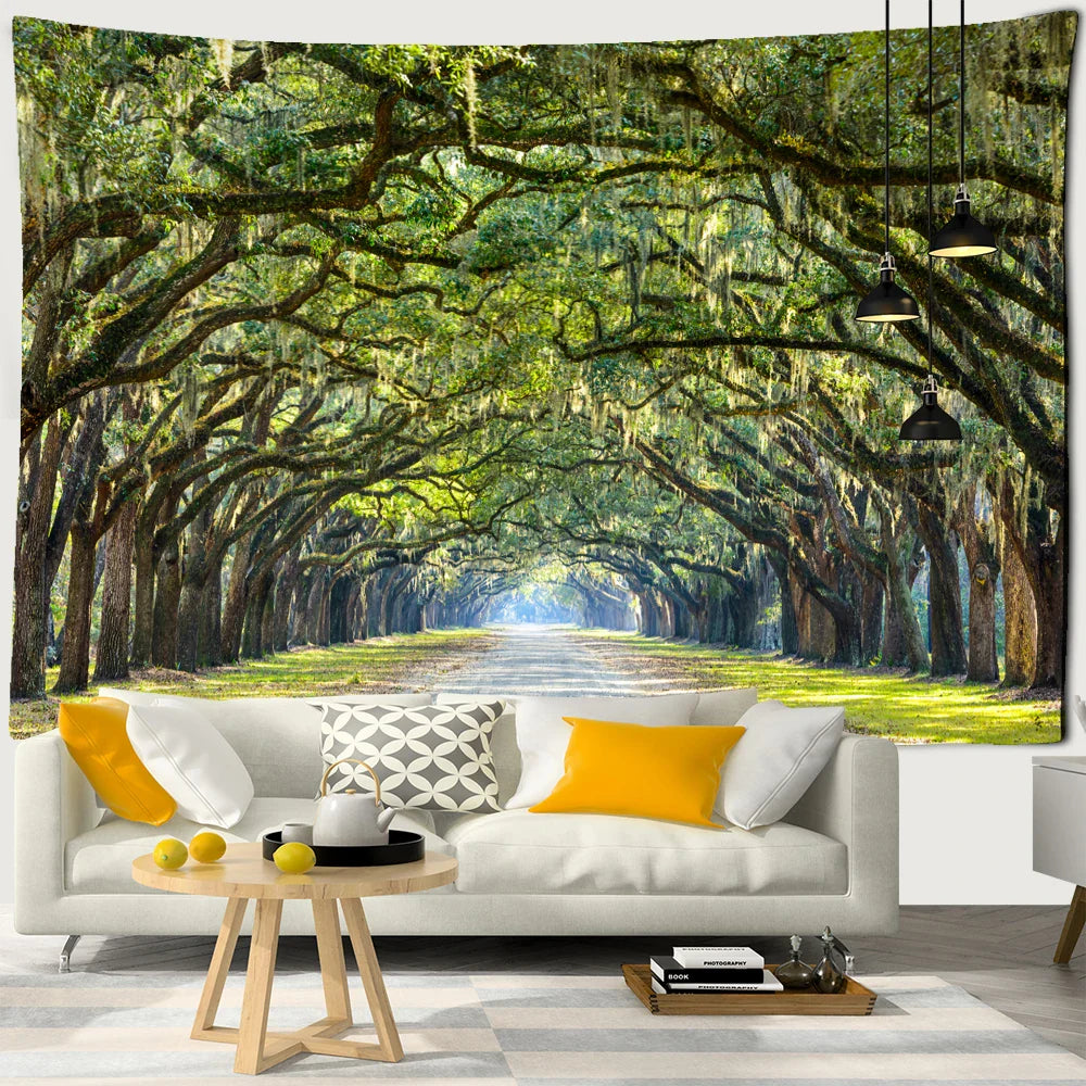 Afralia™ Jungle Path Mandala Tapestry Wall Hanging: Psychedelic Witchcraft Bohemian Nature Scenery