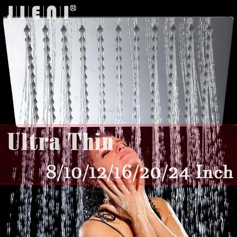 Afralia™ Super Slim Stainless Steel Chrome Shower Head - 8/10/12/16/20/24 Inch Ultra-thin