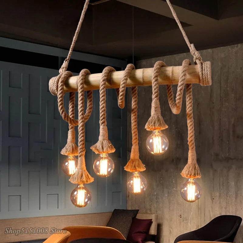 Afralia™ Hemp Rope Pendant Lights | E27 Bulb | Creative Hanging Lamp for Home and Kitchen