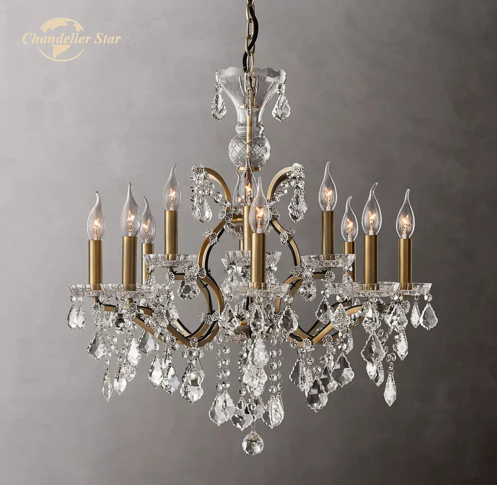 Afralia™ Rococo Crystal & Brass Chandelier: Elegant 19th C. Style for Bedroom & Living Room