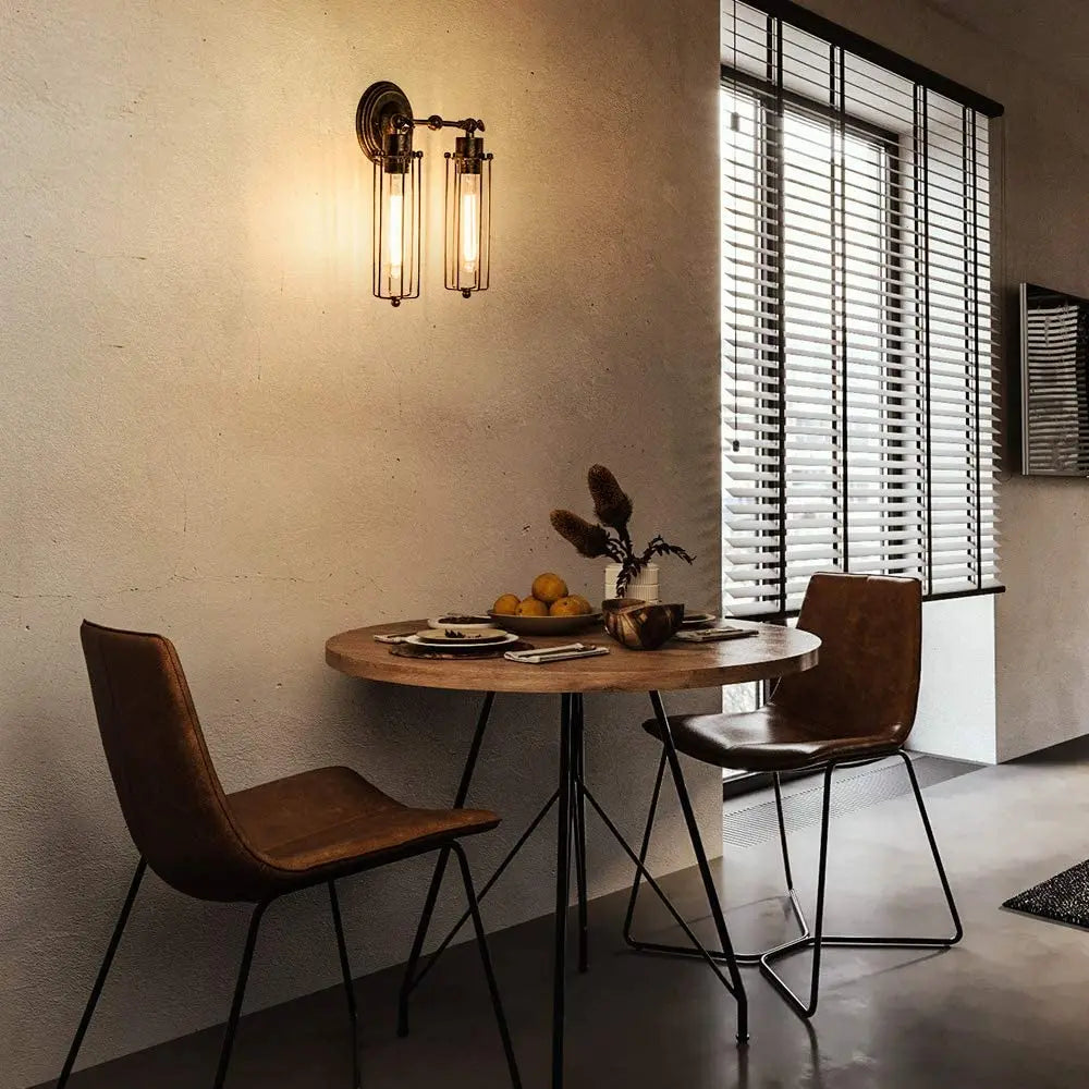 Afralia™ Wire Cage Industrial LED Wall Sconce for Living Room, Bar, Restaurant