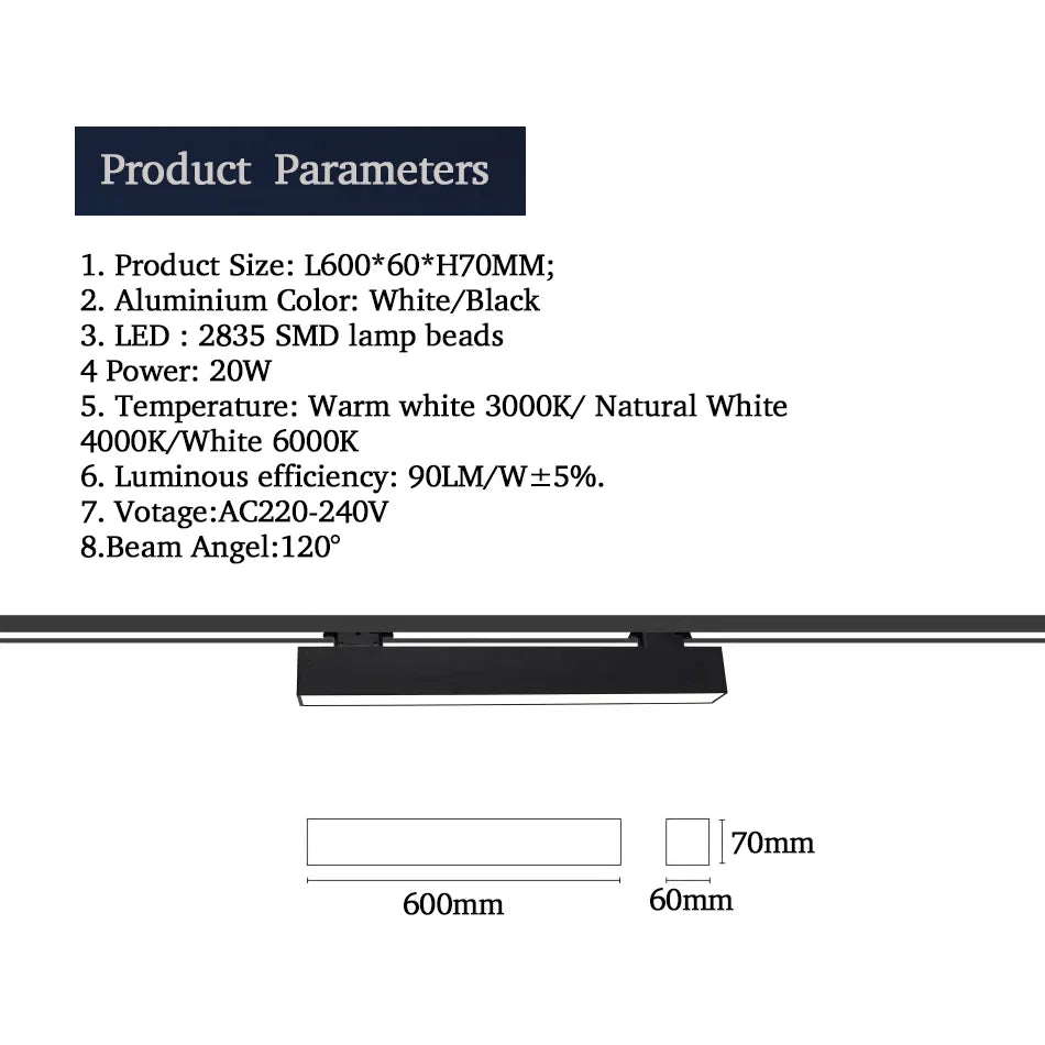 Afralia™ 60cm LED Track Light 20W - Creative Linear Strip for Office, Store, Mall, Exhibition
