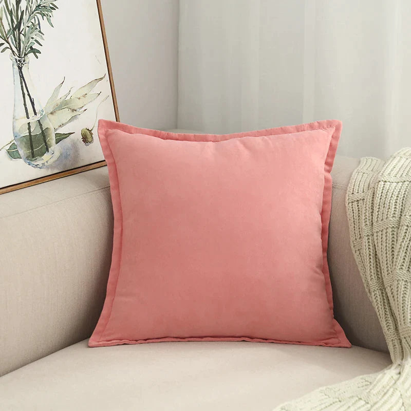 Afralia™ Suede Cushion Cover in Pink Grey Lace | Soft Home Decor